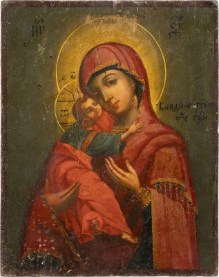 Auction 138<br>KLEINE IKONE MIT DER GOTTESMUTTER VON WLADIMIR (WLADIMIRSKAJA)