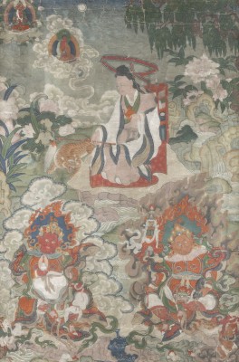 Auktion 139<br>EIN THANGKA VON DHARMATALA UND ZWEI LOKAPALA