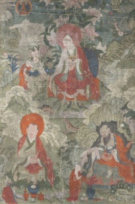 Auction 139<br>EIN THANGKA VON RAHULA, CHUDAPANTAKA AND PINDOLA BHARADVAJA