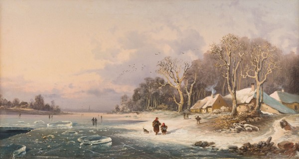 Auction 141<br>ZWEI ARBEITEN: WINTERLANDSCHAFT MIT ZUGEFRORENEN SEE. 1872. WINTERLANDSCHAFT. 1871.