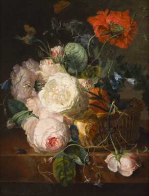 Auktion 141<br>STILLLEBEN MIT BLUMEN UND INSEKTEN. 1863