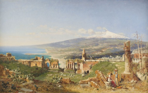 Auktion 141<br>BLICK VOM ANTIKEN THEATER AUF DIE MEERESKÜSTE IN TAORMINA