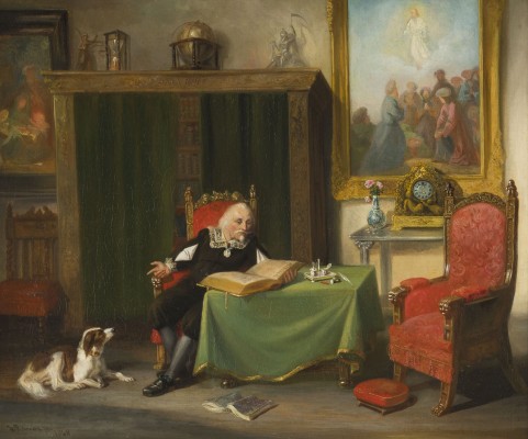 Auction 141<br>HERR MIT HUND IN EINEM PRÄCHTIG EINGERICHTETEN INTERIEUR. 1868