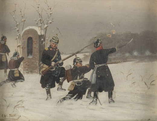 Auktion 141<br>DIE PREUßISCHE INFANTERIE IN VERSCHNEITER WINTERLANDSCHAFT.