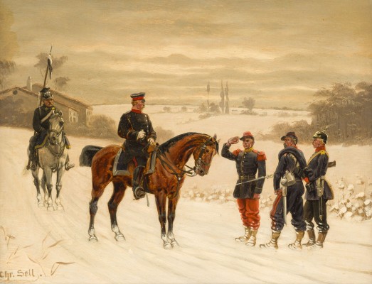 Auktion 141<br>ZWEI GEMÄLDE. WINTERSZENEN MIT PREUSSISCHEN SOLDATEN