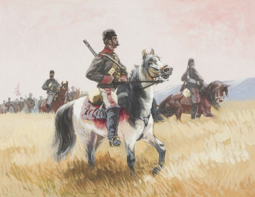 Auktion 141<br>HUSAR AUF PFERD MT REGIMENT IN WEITER LANDSCHAFT