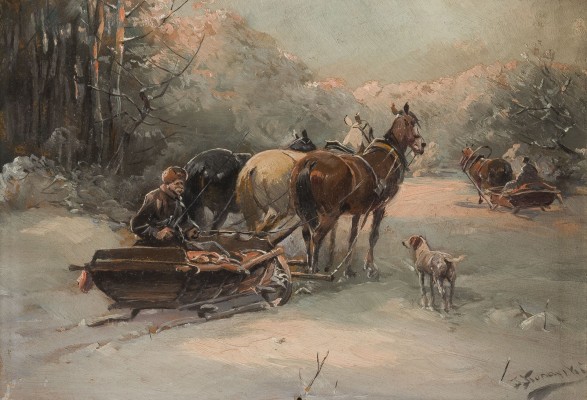 Auction 141<br>PFERDESCHLITTEN IN EINER WINTERLANDSCHAFT