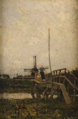 Auction 141<br>HOLLÄNDISCHE LANDSCHAFT MIT MUHLE UND BRUCKE. 1883