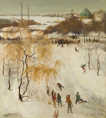 Auktion 141<br>WINTERTAG IN DÜSSELDORF, BLICK AUF DEN EHEMALIGEN AUSSTELLUNGSPALAST