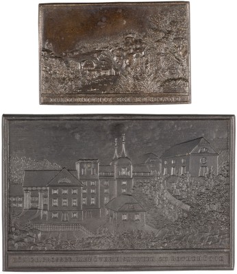 Auction 141<br>ZWEI PLAKETTEN 'MARMORMÜHLE BEI RÜBELAND' UND 'KÖNIGLICHE GROSSBR. HANNÖVERSCHES EISENWERK ZU ROTHEHÜTTE'