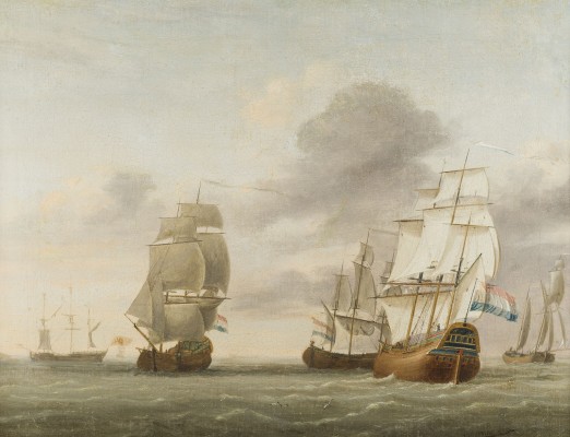 Auction 141<br>SEESTÜCK MIT NIEDERLÄNDISCHEN SCHIFFEN AN DER KÜSTE, 1784