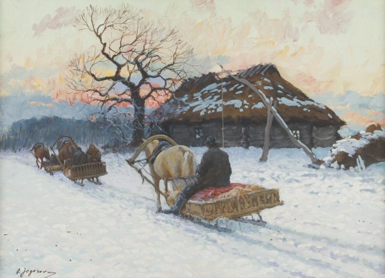 Auction 142<br>WINTERLANDSCHAFT MIT SCHLITTEN