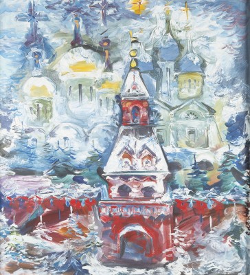 Auction 142<br>VERSCHNEITES MOSKAU MIT BLICK AUF DIE BASILIUS-KATHEDRALE