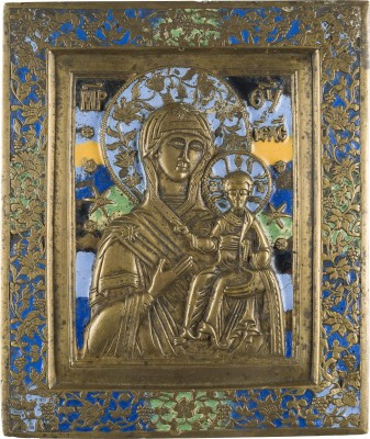 Auction 142<br>BRONZE-IKONE MIT DER GOTTESMUTTER VON SMOLENSK (SMOLENSKAJA)