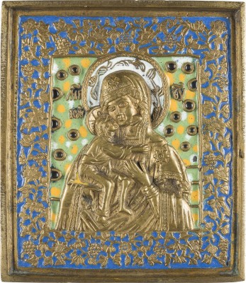 Auction 142<br>BRONZE-IKONE MIT DER GOTTESMUTTER FEODOROWSKAJA