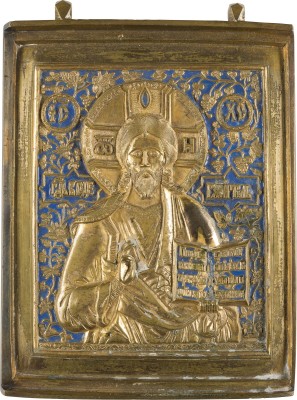 Auction 142<br>BRONZE-IKONE MIT CHRISTUS PANTOKRATOR