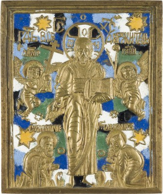 Auction 142<br>BRONZE-IKONE MIT CHRISTUS VON SMOLENSK