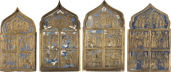 Auction 142<br>SAMMLUNG VON VIER BRONZE-IKONEN MIT HOCHFESTEN DES ORTHODOXEN KIRCHENJAHRES