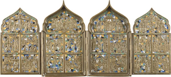 Auction 142<br>BRONZE-TETRAPTYCHON MIT HOCHFESTEN DES ORTHODOXEN KIRCHENJAHRES