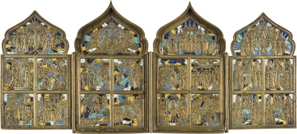 Auction 142<br>BRONZE-TETRAPTYCHON MIT HOCHFESTEN DES ORTHODOXEN KIRCHENJAHRES