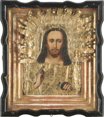 Auction 142<br>IKONE MIT CHRISTUS PANTOKRATOR IM KIOT