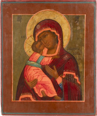 Auction 142<br>IKONE MIT DER GOTTESMUTTER VON WLADIMIR (WLADIMIRSKAJA)