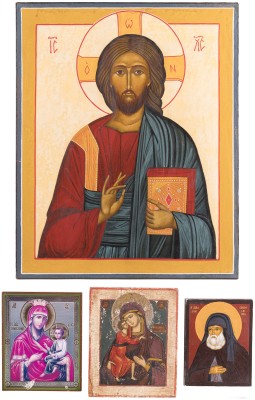 Auction 142<br>VIER IKONEN: GOTTESMUTTER, CHRISTUS PANTOKRATOR UND HEILIGER SERAFIM VON SAROW