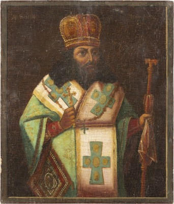 Auction 142<br>IKONE MIT DEM HEILIGEN THEODOSIOS VON TSCHERNIGOW