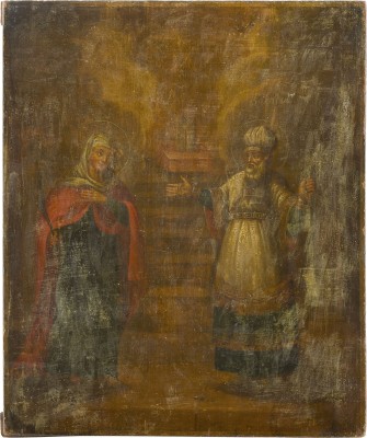 Auction 142<br>IKONE MIT DEN HEILIGEN ELISABET UND ZACHARIAS, DEN ELTERN VON JOHANNES DEM VORLÄUFER