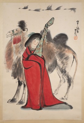 Auction 143<br>LIU DANZHAI (MIT UNTERSCHRIFT VON), EINE DAME UND EIN KAMEL