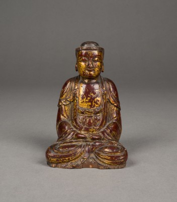 Auction 143<br>EINE GOLDLACKIERTE HOLZFIGUR DES SITZENDEN BUDDHA