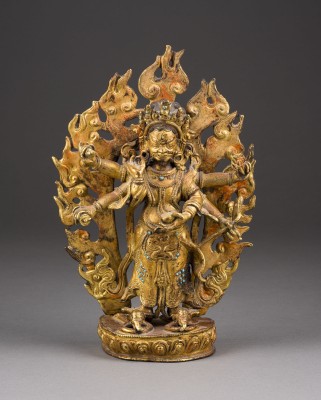 Auction 143<br>EINE FEUERVERGOLDETE BRONZEFIGUR VON SHADBHUJA MAHAKALA