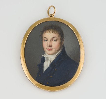 Auction 146<br>FEINE PORTRAITMINIATUR MIT BILDNIS FRIEDRICH CHRISTIAN EMIL WILHELM DORNHEIMS MIT RÜCKSEITIGER EGLOMISÉ-ALLEGORIE