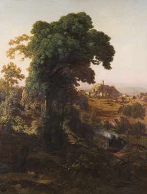 Auktion 146<br>WEITE LANDSCHAFT MIT RASTENDEN HIRTEN UNTER EINEM BAUM