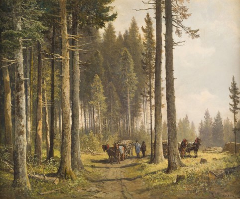 Auktion 146<br>HOLZFÄLLER IM KIEFERNWALD. 1880