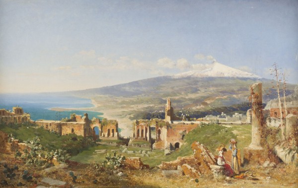 Auktion 146<br>BLICK VOM ANTIKEN THEATER AUF DIE MEERESKÜSTE IN TAORMINA