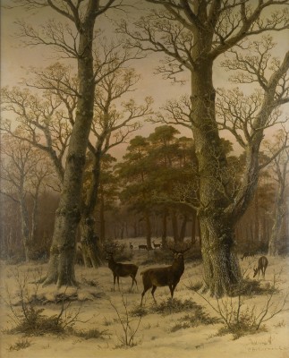 Auktion 146<br>HIRSCHE IM WINTERWALD, 1884