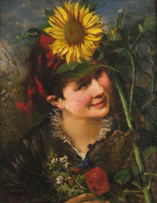 Auktion 146<br>'SONNENBLUMEN' PORTRAIT DER TOCHTER DES KÜNSTLERS, OCTAVIA CAMPOTOSTO. 1883