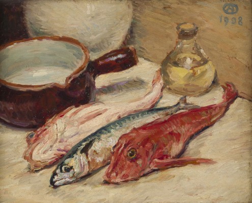 Auction 146<br>STILLLEBEN 'FISCHE. ROTER KNURRHAHN UND MAKRELE'. 1908