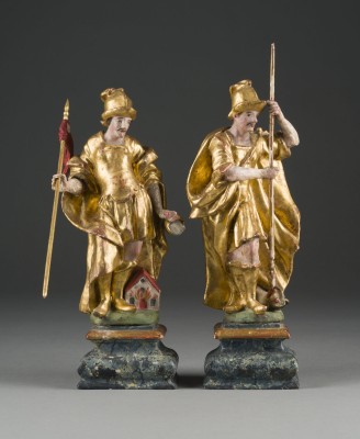 Auction 146<br>PAAR KLEINE HEILIGENFIGUREN 'FLORIAN UND GEORG'