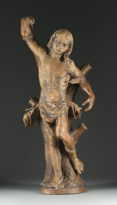 Auktion 146<br>GROSSE HEILIGENFIGUR SEBASTIAN 'VON PFEILEN DURCHBOHRT'