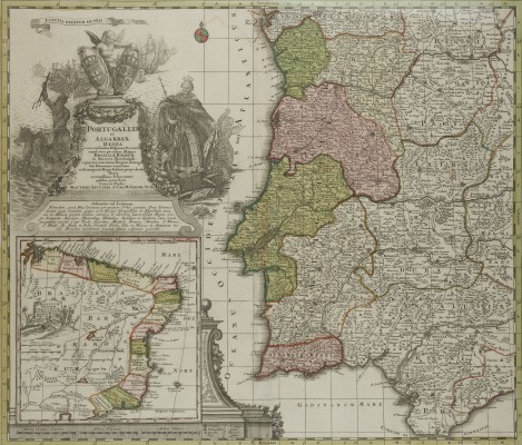 GEORG MATTHÄUS SEUTTER LANDKARTE VON PORTUGAL - 'PORTUGALLIA ET ALGARBIAE...